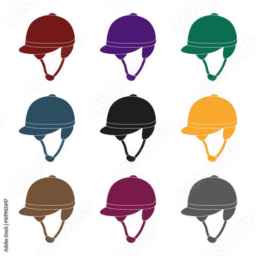 Jockey s helmet icon in black style isolated on white background. Hippodrome and horse symbol stock vector illustration.