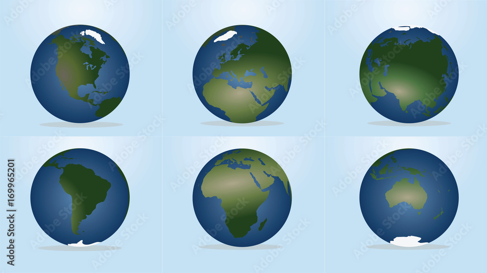 World globe. Continents map. vector illustration