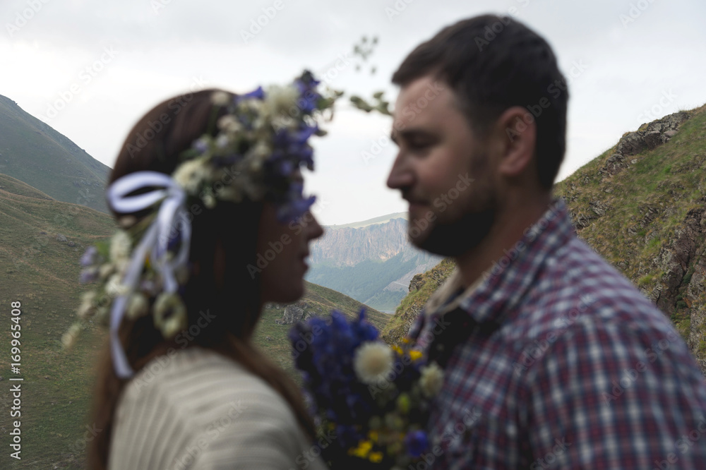 Portrait of a loving couple of hipsters