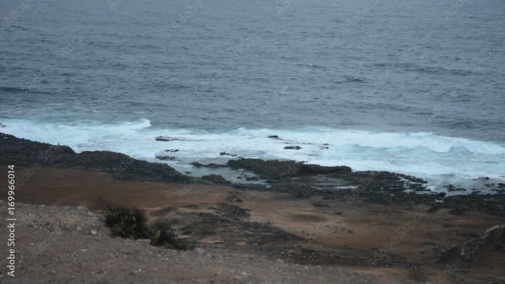 Video de paisaje canario desde altura alta de montañas con mar Video de paisaje canario desde altura alta de montañas con mar