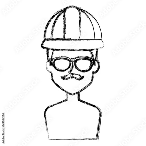 repairman builder shirtless avatar character vector illustration design