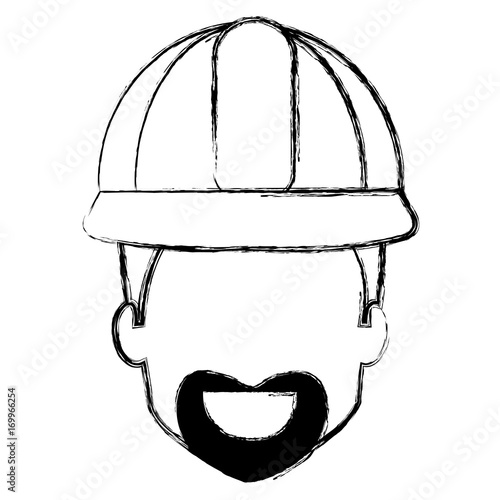 repairman builder head avatar character vector illustration design