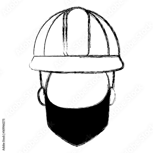 repairman builder head avatar character vector illustration design