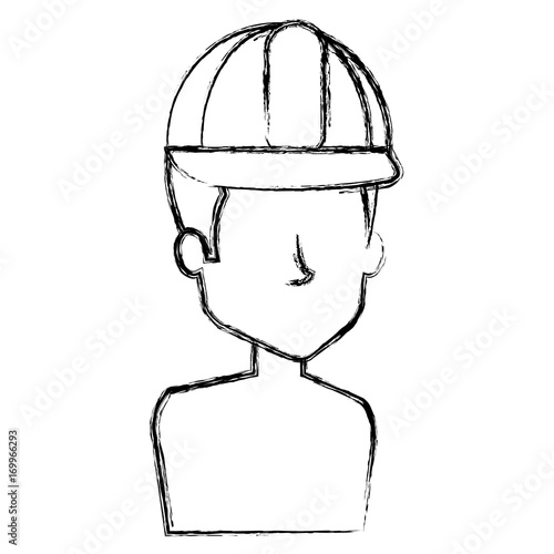repairman builder shirtless avatar character vector illustration design
