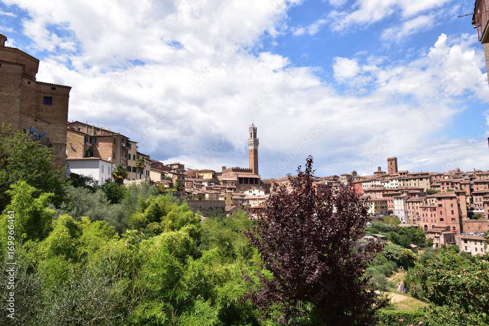 Siena in der Toskana, Skyline mit Natur