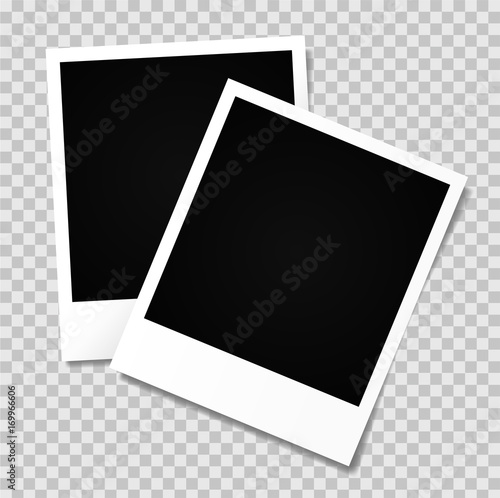 Photo frames on a transparent background. Vintage photo frames.Realistic vector.