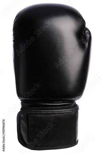 one black boxing mitts on a white background