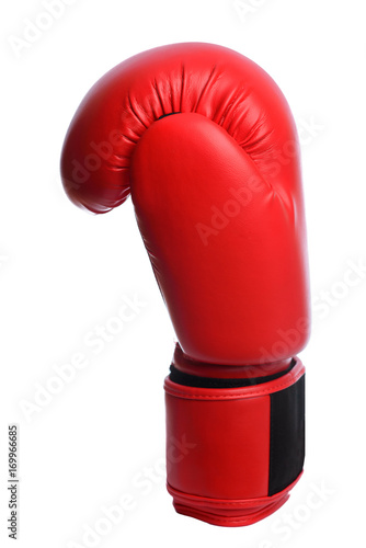 one Red boxing mitts on a white background