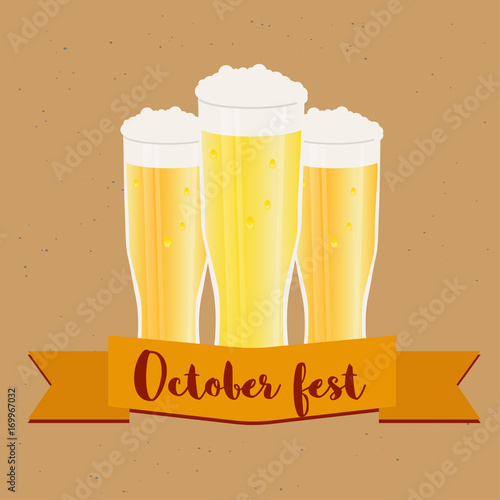 Oktoberfest frame with glasses of beer.