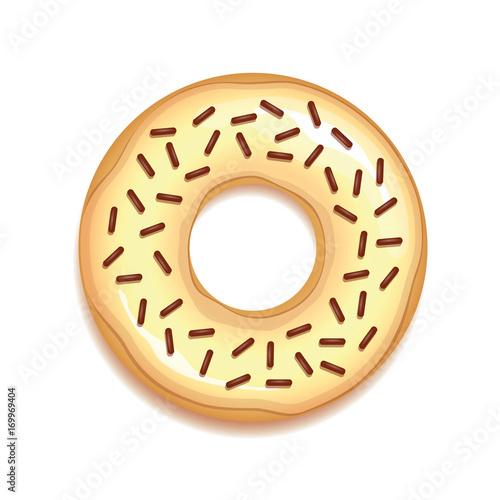 donut mit heller glasur und schokostreuseln