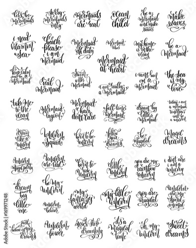 set of 50 black ink hand written lettering positive quote about 