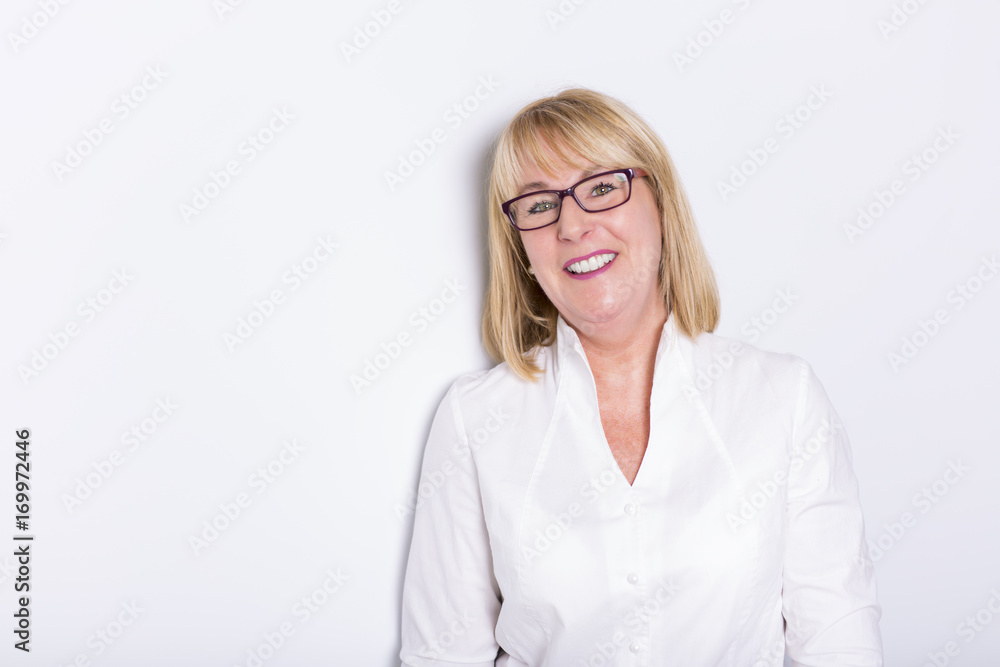 Senior casual woman style portrait, studio shot, isolated on white background Senior casual woman style portrait, studio shot, isolated on white background