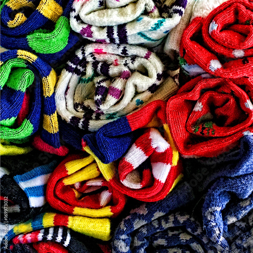 Aerial perspective or rolled colorful socks