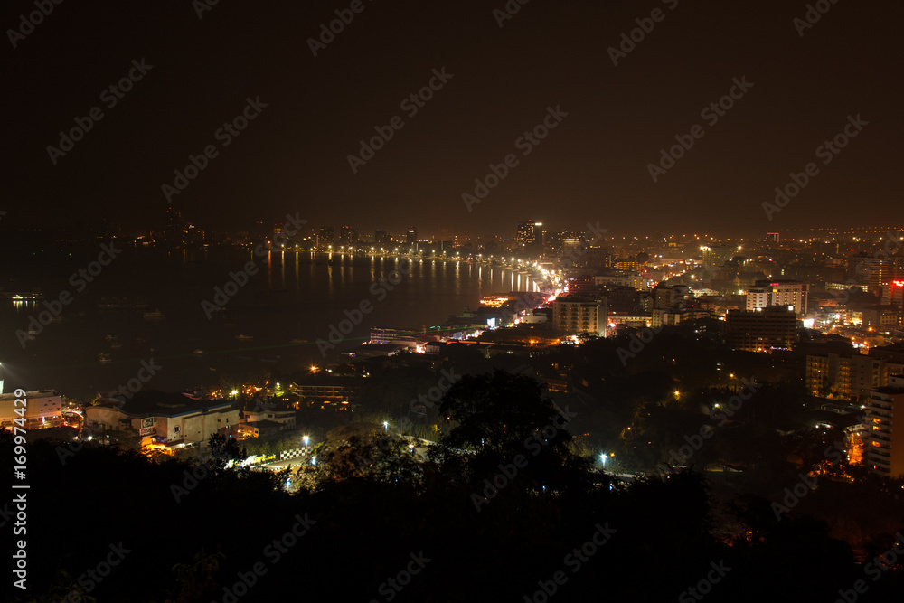 Pattaya cityscape panoramic night view