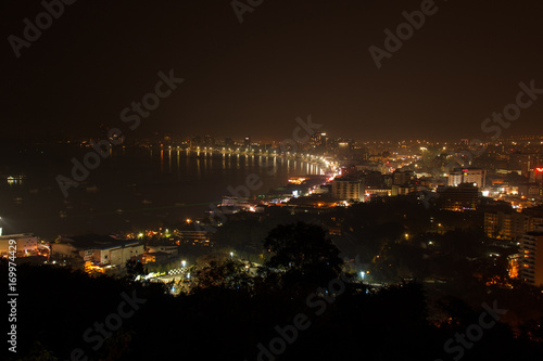 Pattaya cityscape panoramic night view