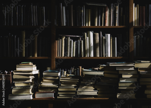 Old books on shelves