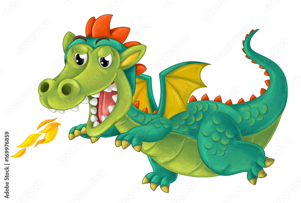 cartoon happy and funny dragon isolated - illustration for children Stock  Illustration | Adobe Stock
