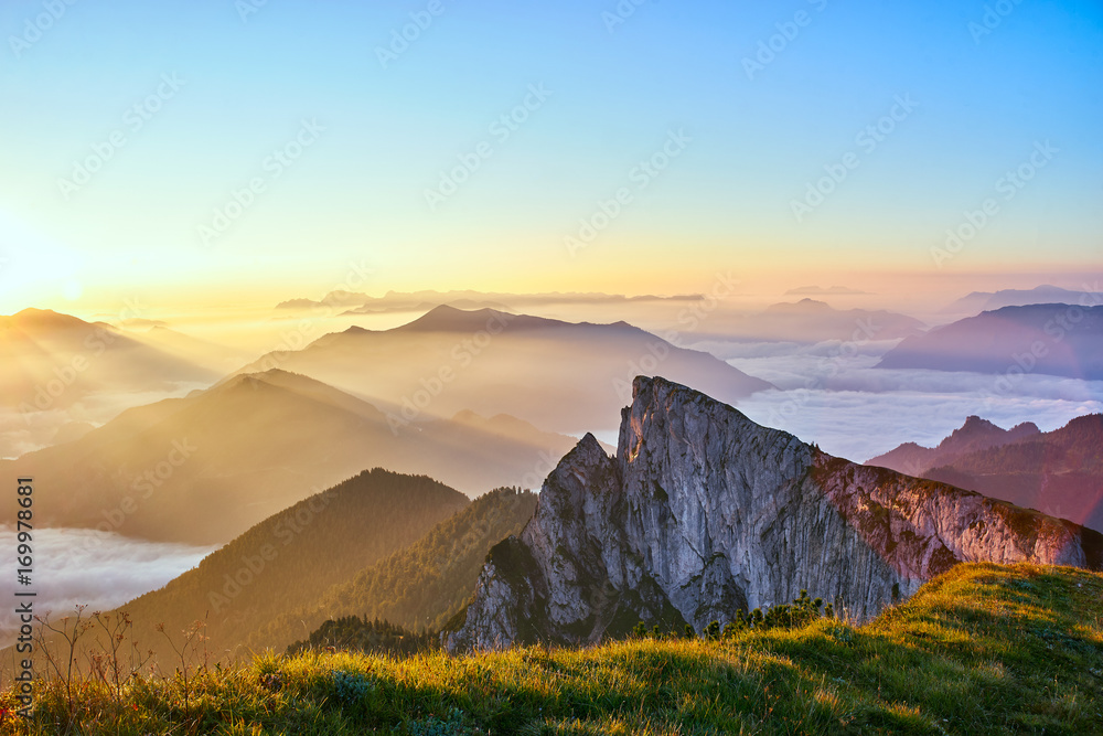Amazing sunrise in austrian Alps