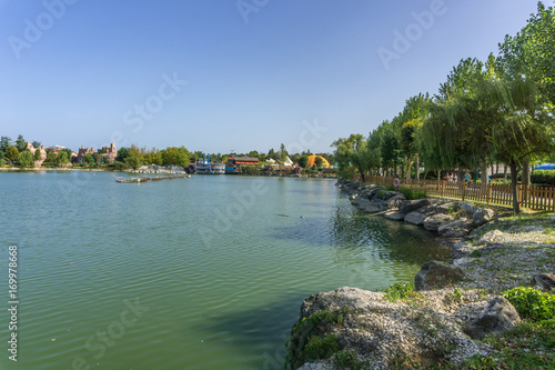 lake with boat  landscape