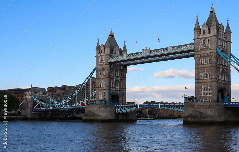 The Tower Bridge in London in a beautiful summer day, England, United Kingdom.