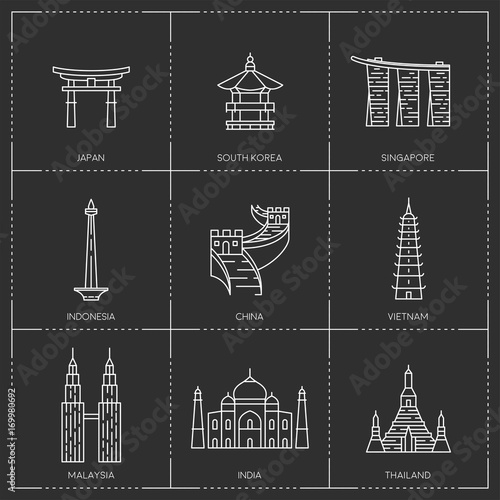 Asian famous landmarks.