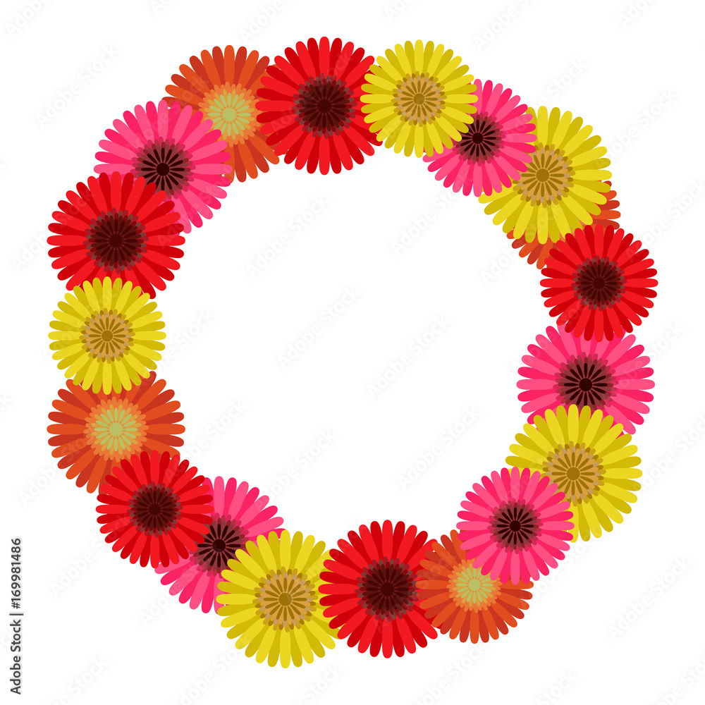 Fototapeta premium Frame wreath of gerbera flowers, vector