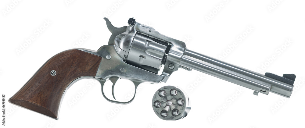 Revolver with cylinder Isolated on White Background Stock Photo | Adobe