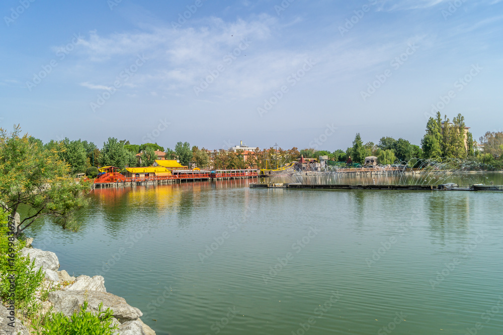 landscape, lake with boats