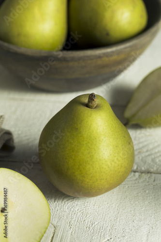 Raw Green Organic Seckel Pears photo