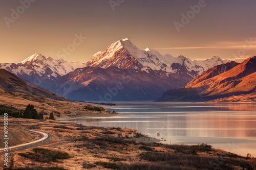 Road to Mount Cook at Sunset, New Zealand © bgspix