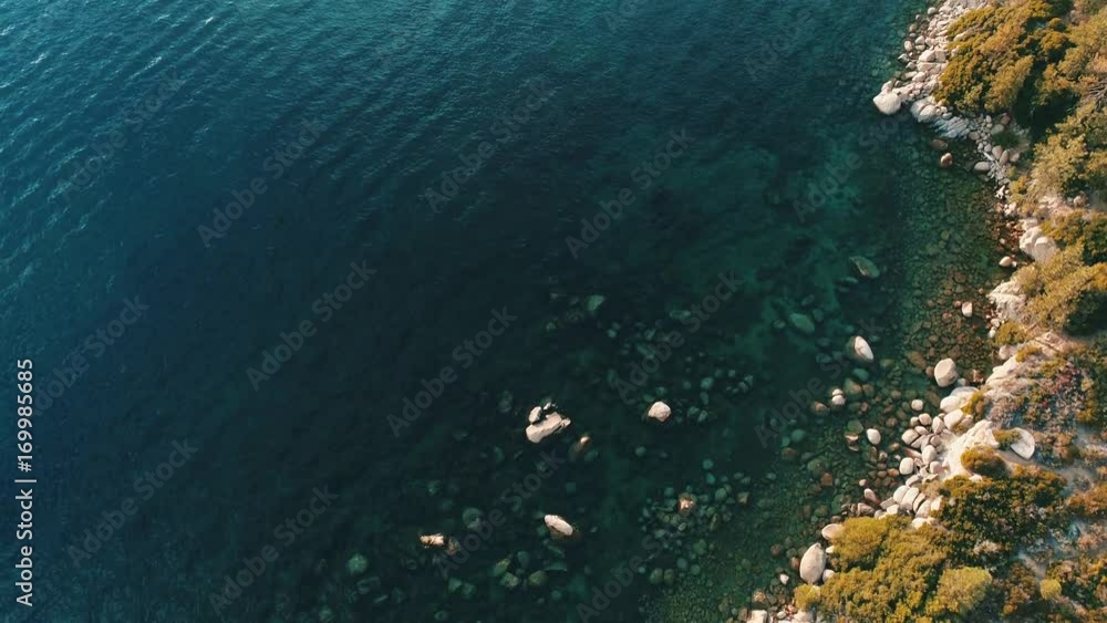 Aerial shot of lake with beautiful lakefront and shore Aerial shot of lake with beautiful lakefront and shore