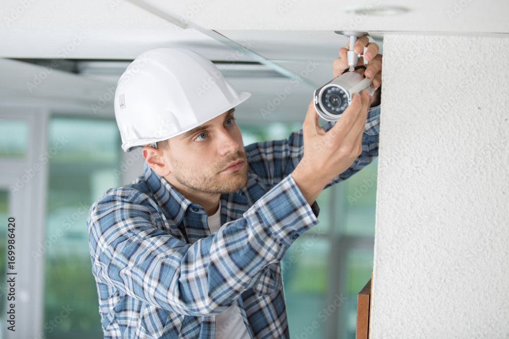 professional cctv technician working professional cctv technician working