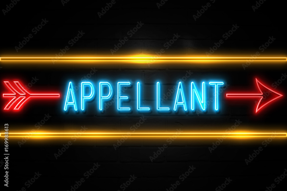 Obraz premium Appellant - fluorescent Neon Sign on brickwall Front view