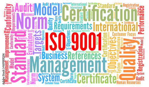 ISO 9001 certification word cloud concept 