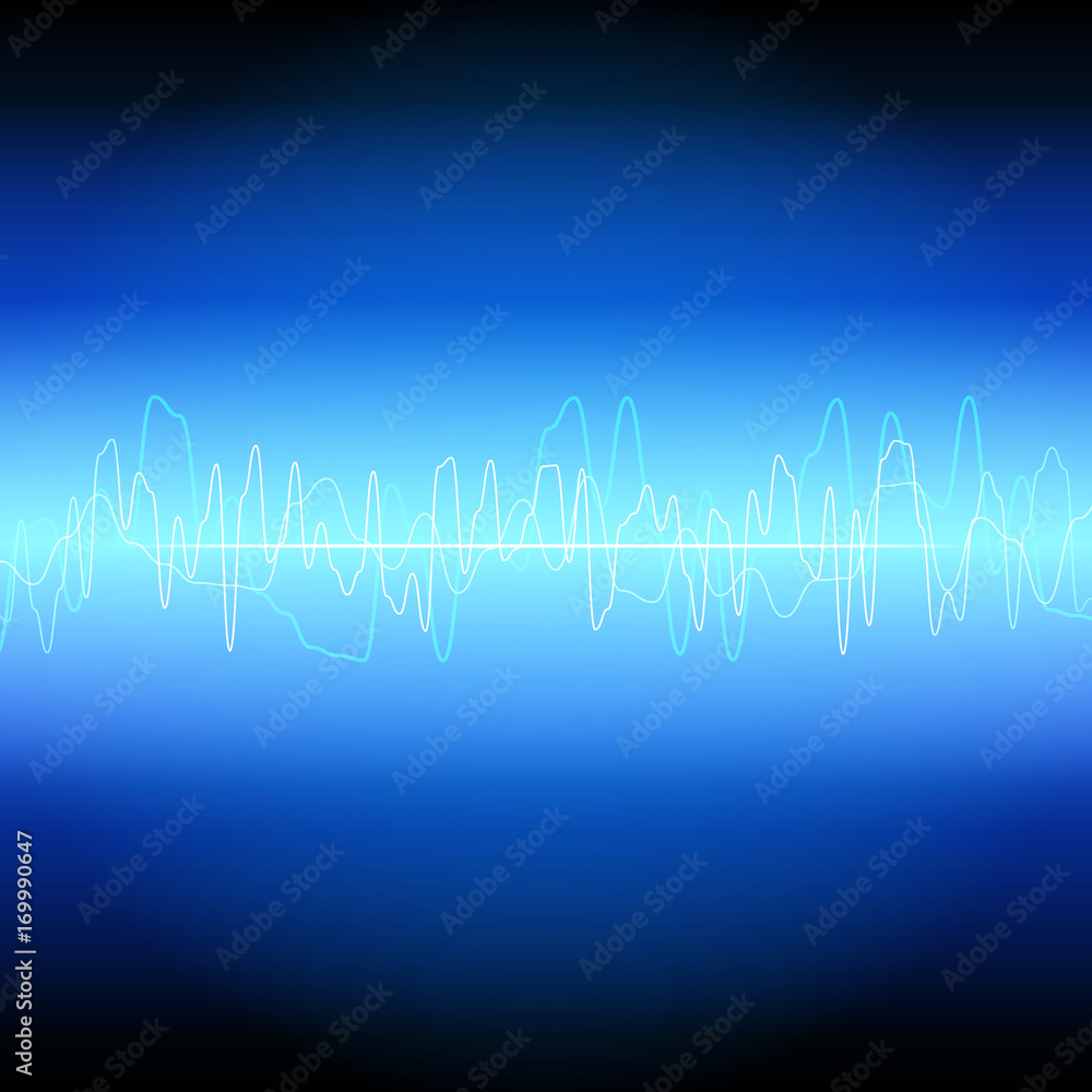 Obraz premium Abstract Blue Hi Tech Sound Wave Digital Pulse Background Vector