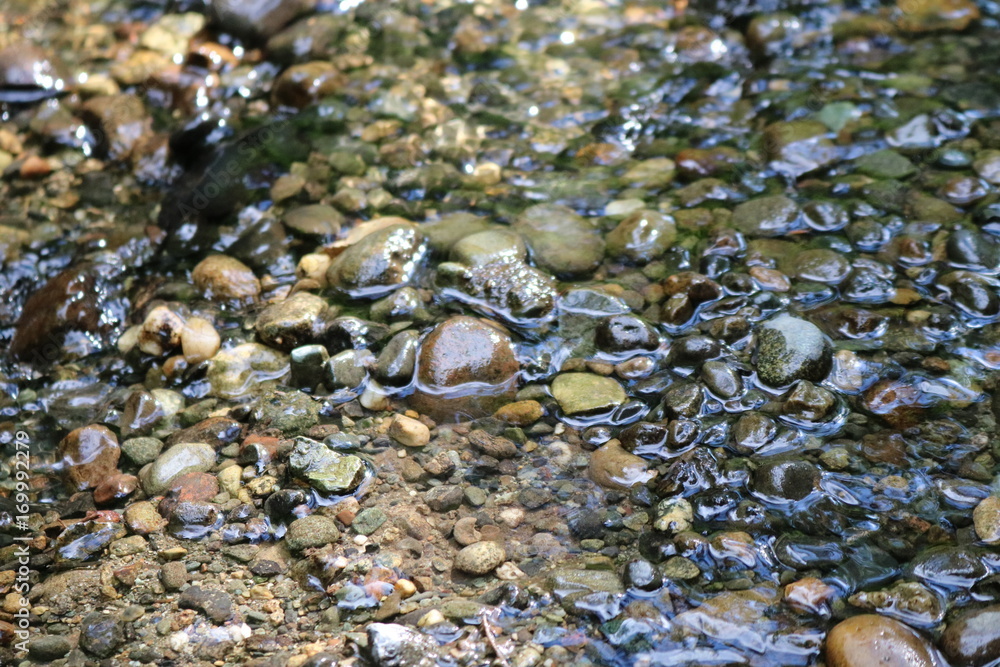 Water running over rocks