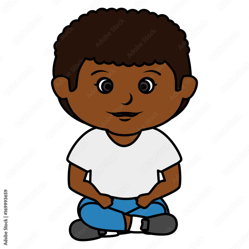 black little boy seated character vector illustration design black little boy seated character vector illustration design