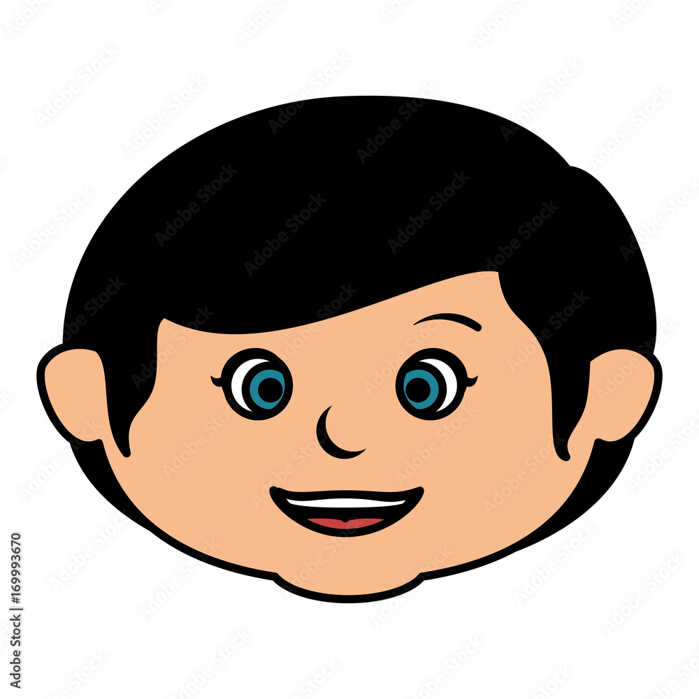 cute little boy head character vector illustration design