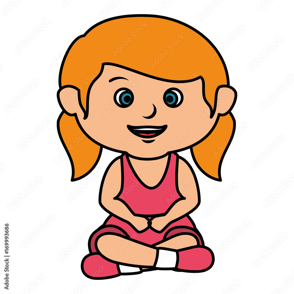 cute little girl seated character vector illustration design cute little girl seated character vector illustration design