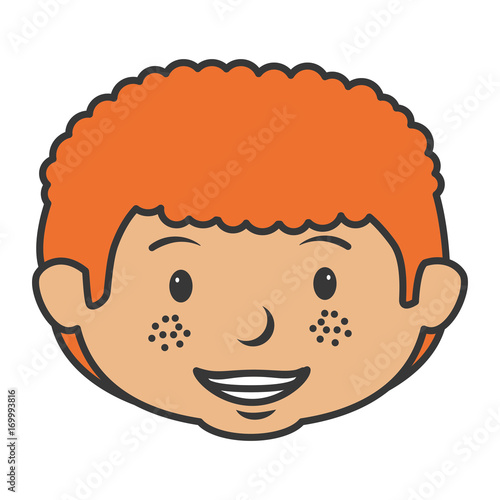 cute little boy head character vector illustration design