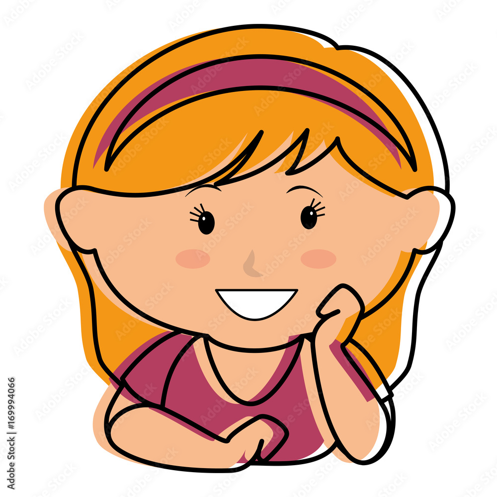 cute little girl lying relax character vector illustration design