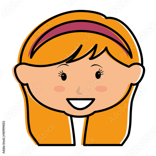 cute little girl head character vector illustration design