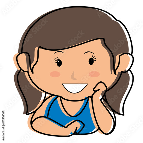 cute little girl lying relax character vector illustration design