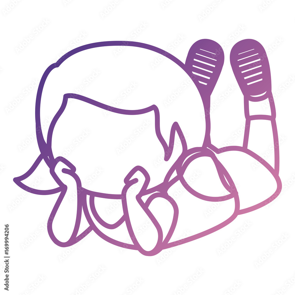 cute little girl lying relax character vector illustration design