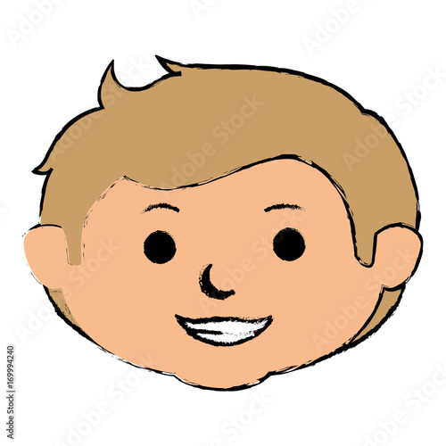 cute little boy head character vector illustration design