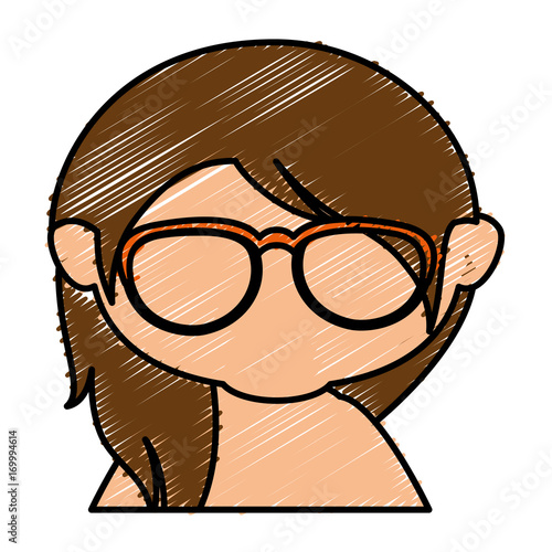 cute little girl shirtless with glasses character vector illustration design