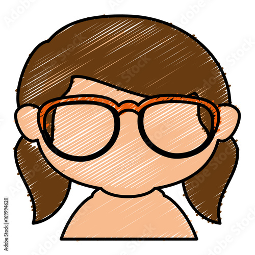 cute little girl shirtless with glasses character vector illustration design