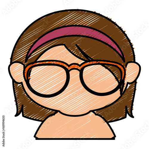 cute little girl shirtless with glasses character vector illustration design