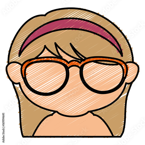 cute little girl shirtless with glasses character vector illustration design