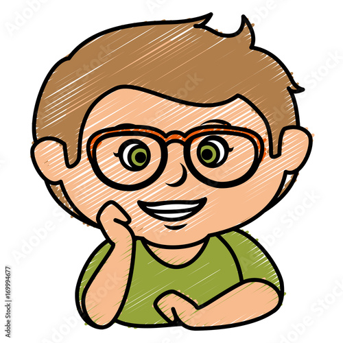 Wallpaper Mural cute little boy with glasses character vector illustration design Torontodigital.ca
